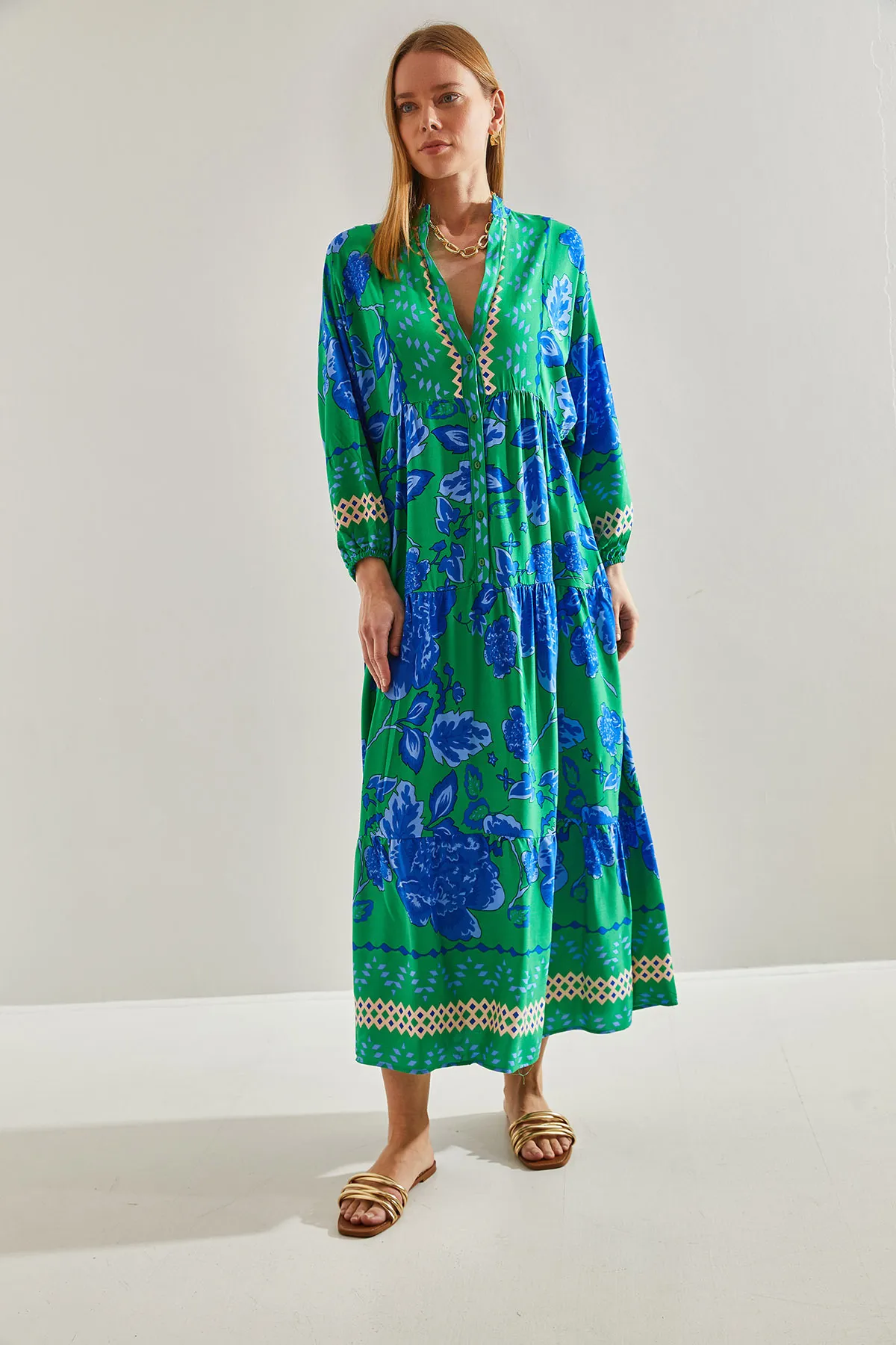 Bianco Lucci  Kleid - Grün - A-Linie