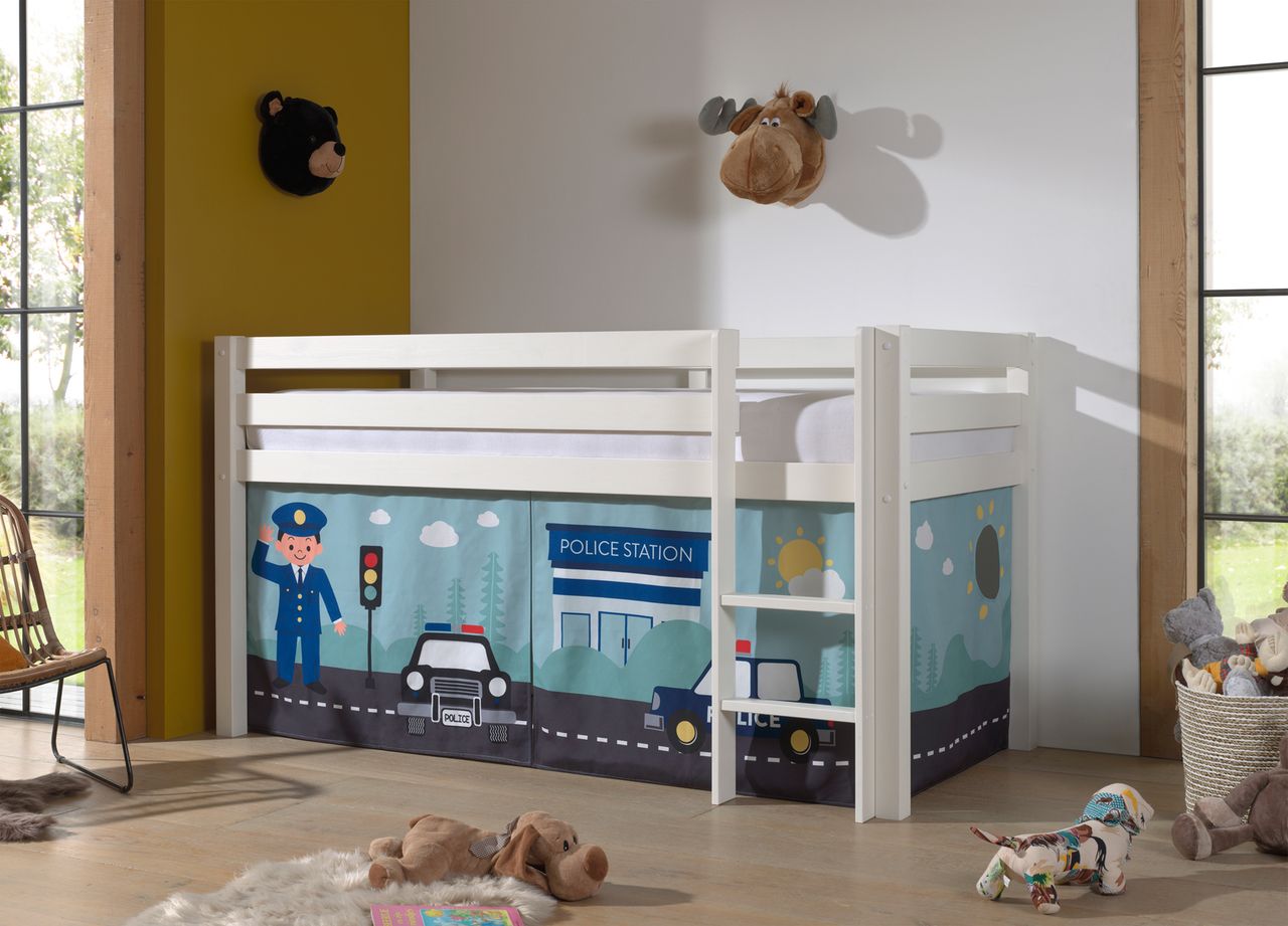 VIPACK Halbhohes Bett PINO, mit Textilset 