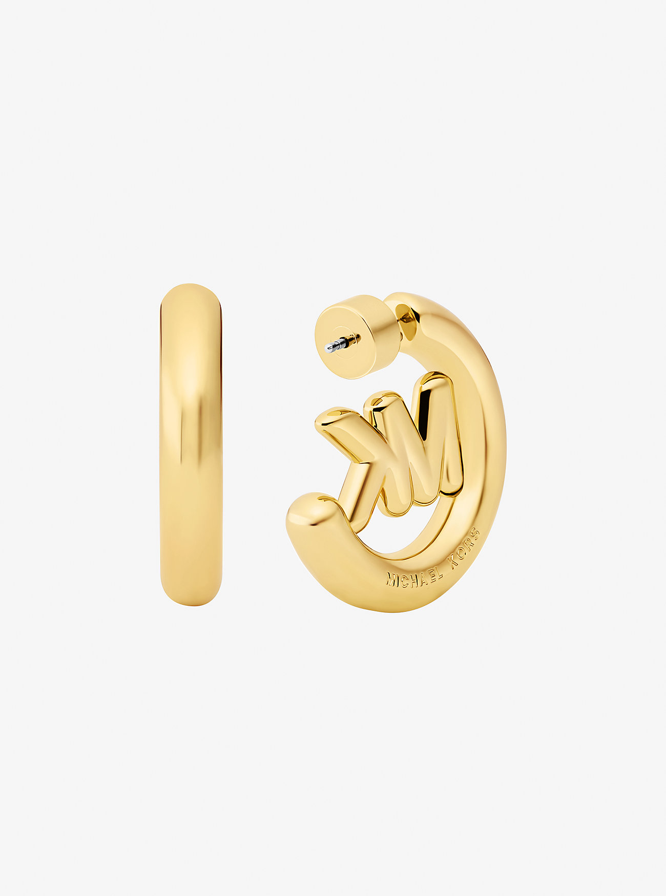 Store Logo Charm Hoop Øredobber - GULL