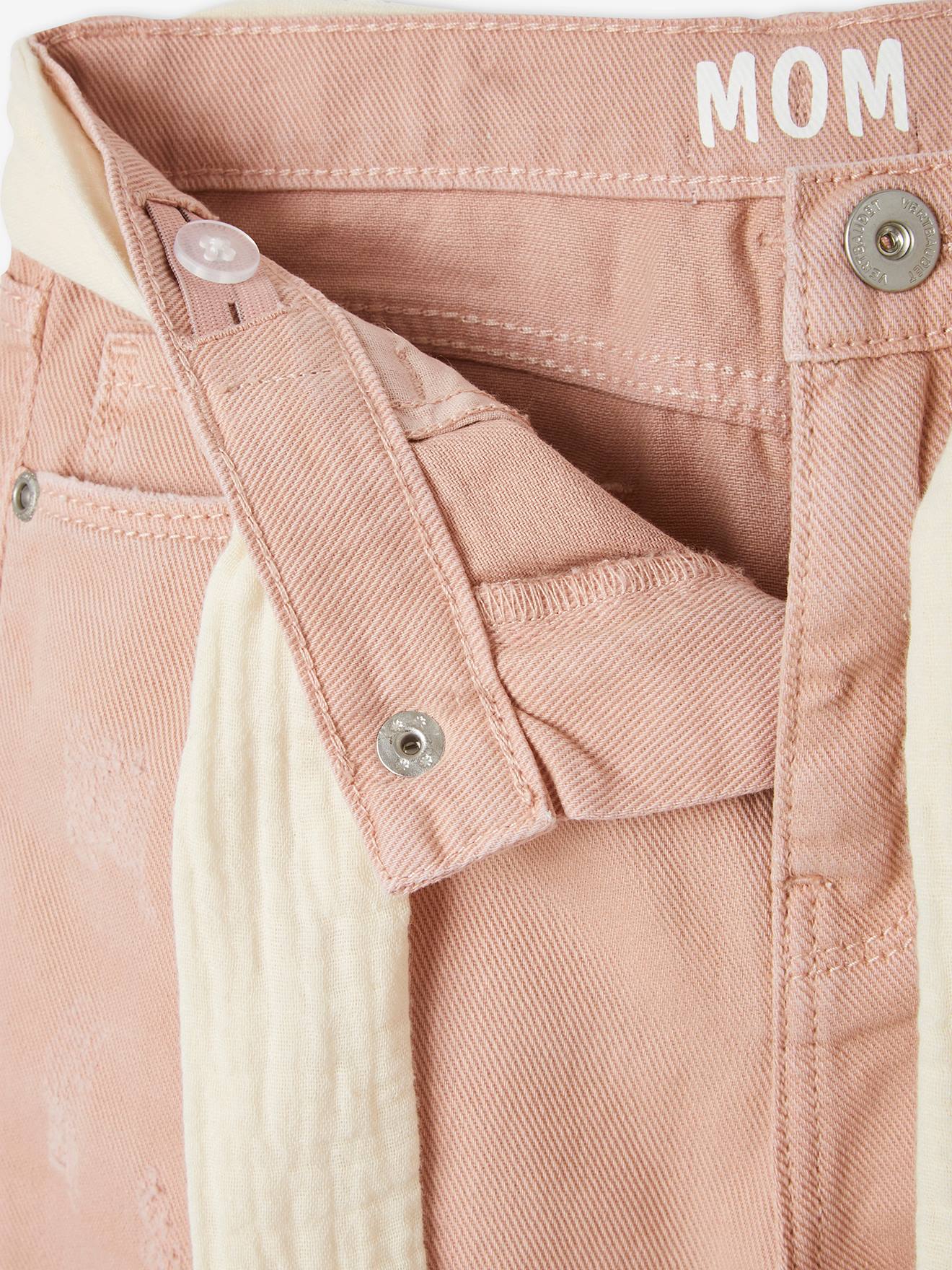Vertbaudet Mädchen Hose mit Stoffgürtel, Mom-Fit Oeko-Tex - pfirsich