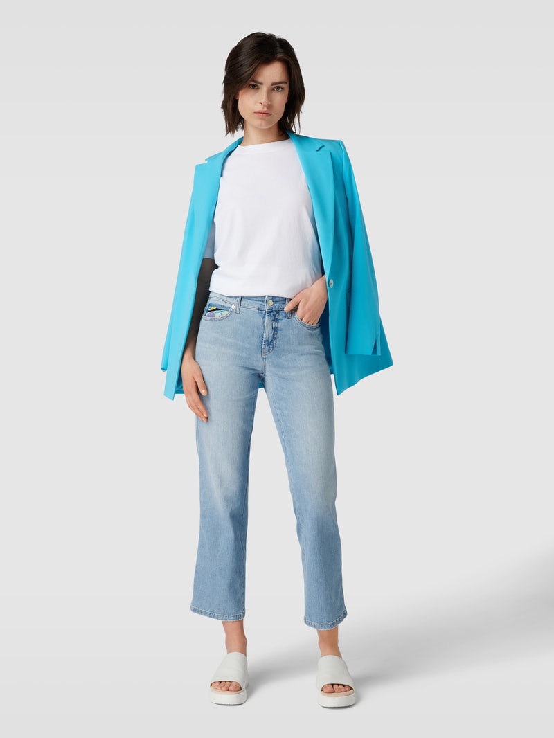 Straight Fit Jeans mit Zierbesatz Modell 'PARIS' in hellblau