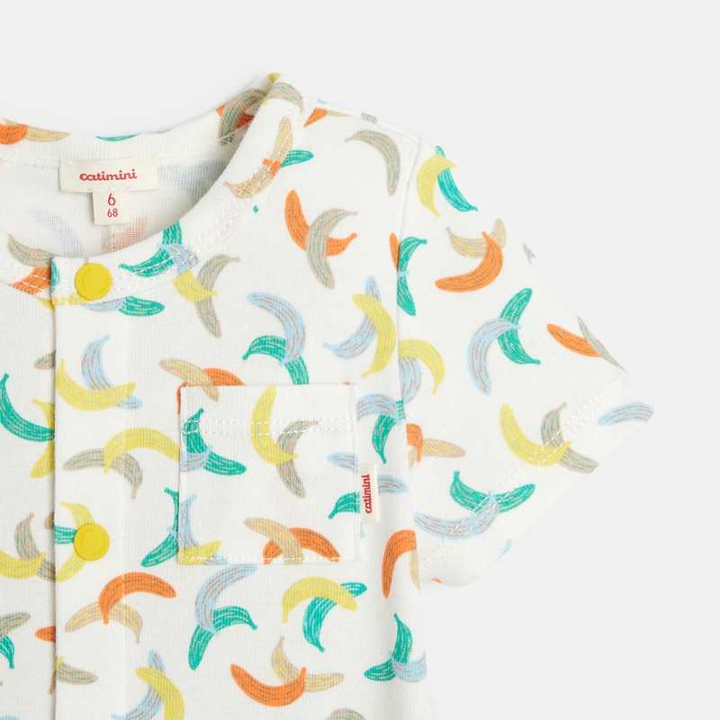 Combishort bébé à motifs bananes blanc Catimini