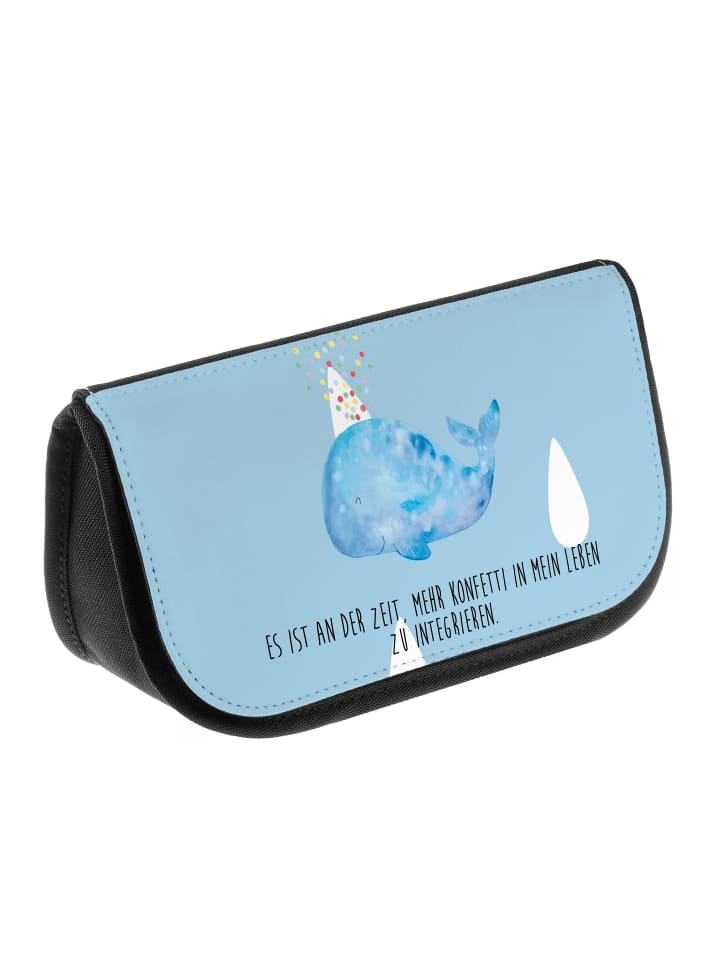 Mr. & Mrs. Panda Kosmetiktasche Wal Konfetti mit Spruch in Blau Pastell günstig kaufen onesize