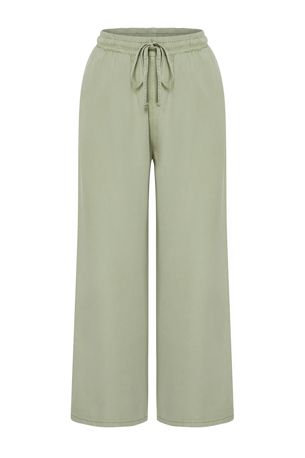 Trendyol Collection  Mintgrüne Culotte-Jeans mit hoher Taille und elastischem Bund, 100 % Tencel™ TWOSS24JE00285