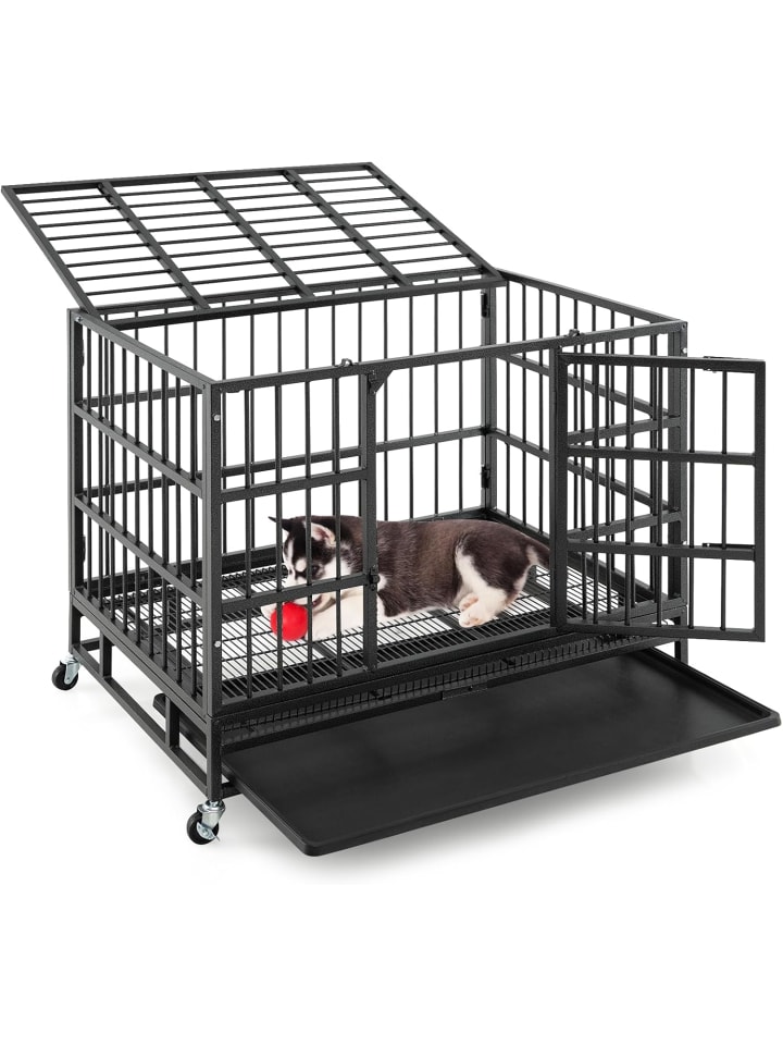 COSTWAY Hundekäfig faltbar 96x65x77cm in Schwarz günstig kaufen onesize