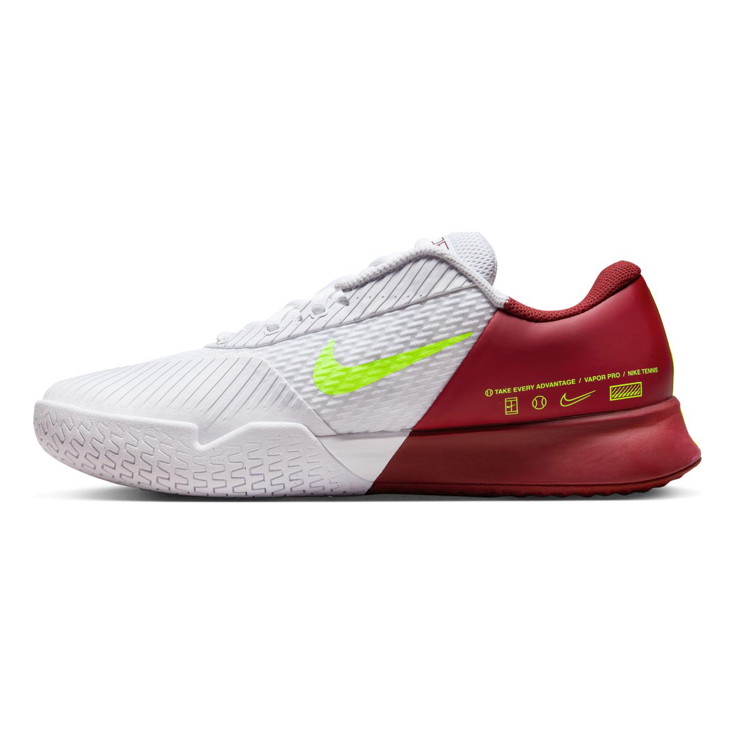 Zoom Vapor Pro 2 Allcourtschuh Herren - Weiß, Dunkelrot