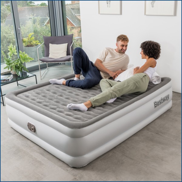 Bestway TriTech™ Doppelluftbett antimikrobieller Oberfläche & integrierter Elektropumpe 203 x 152 x 46 cm
