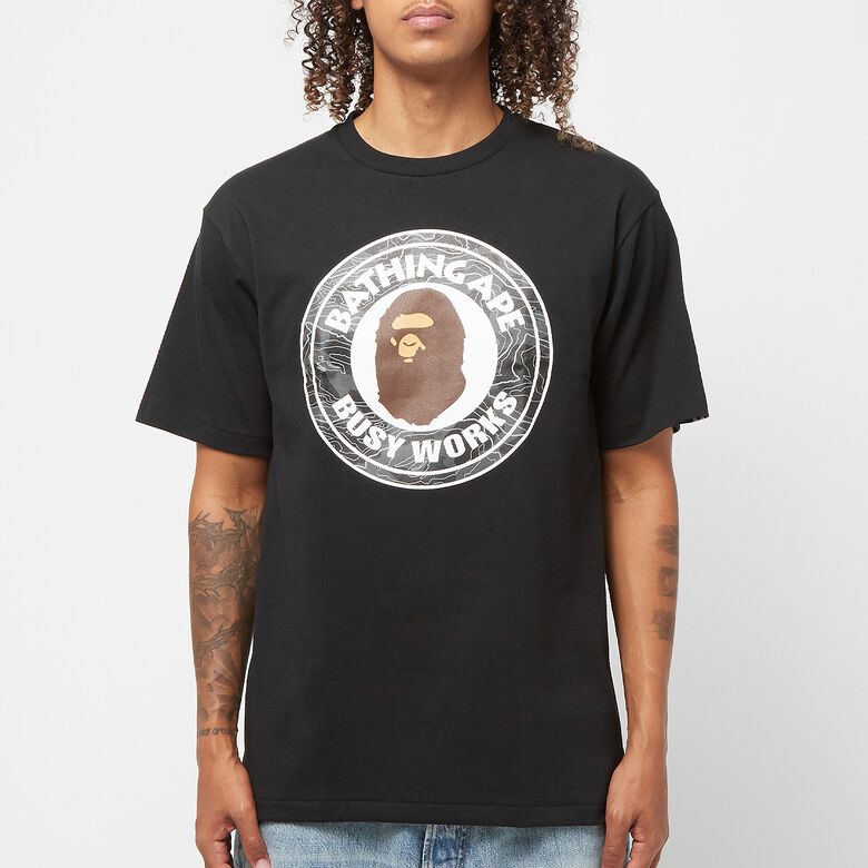 A Bathing Ape Layered Line Camo Busy Works Tee M Black black