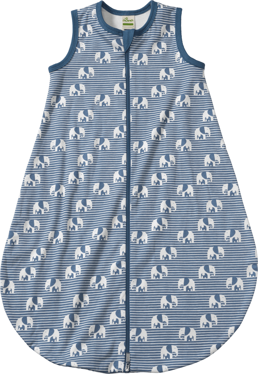 Schlafsack 1 TOG, mit Elefanten-Muster, blau, 70 cm, 1 St