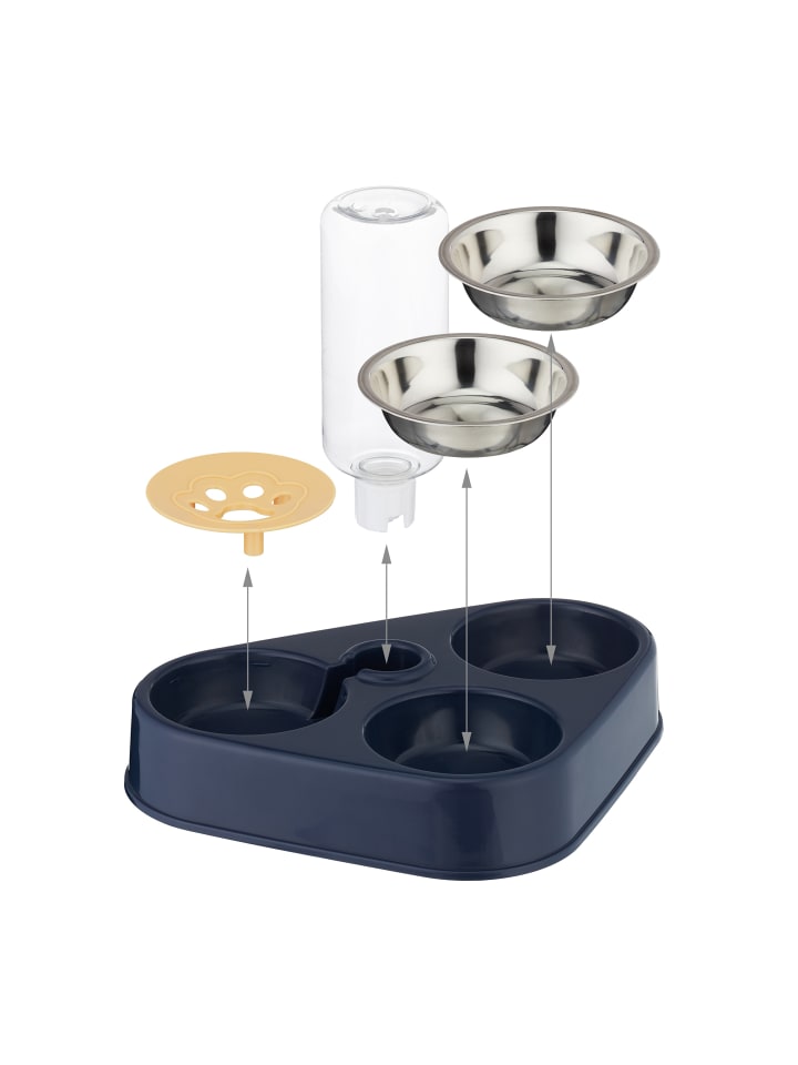 relaxdays Doppelnapf mit Wasserspender in Blau günstig kaufen onesize