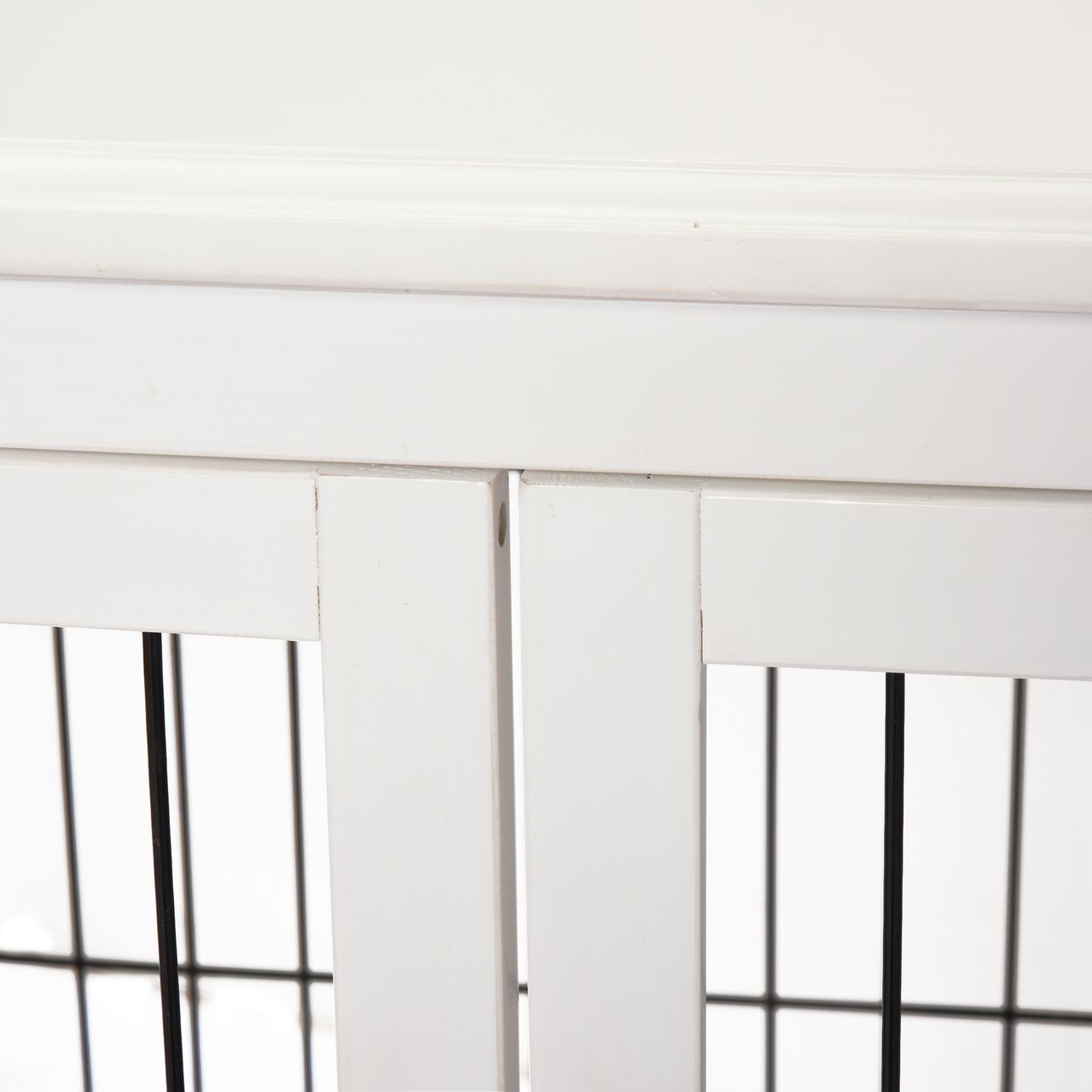 PawHut Hundehütte mit Tischoberfläche, Hundebox für innen, Hundekäfig für Zuhause, 2 Türen, Tierkäfig, Haustier, MDF, Metall, Weiß, 81 x 58,5 x 66 cm