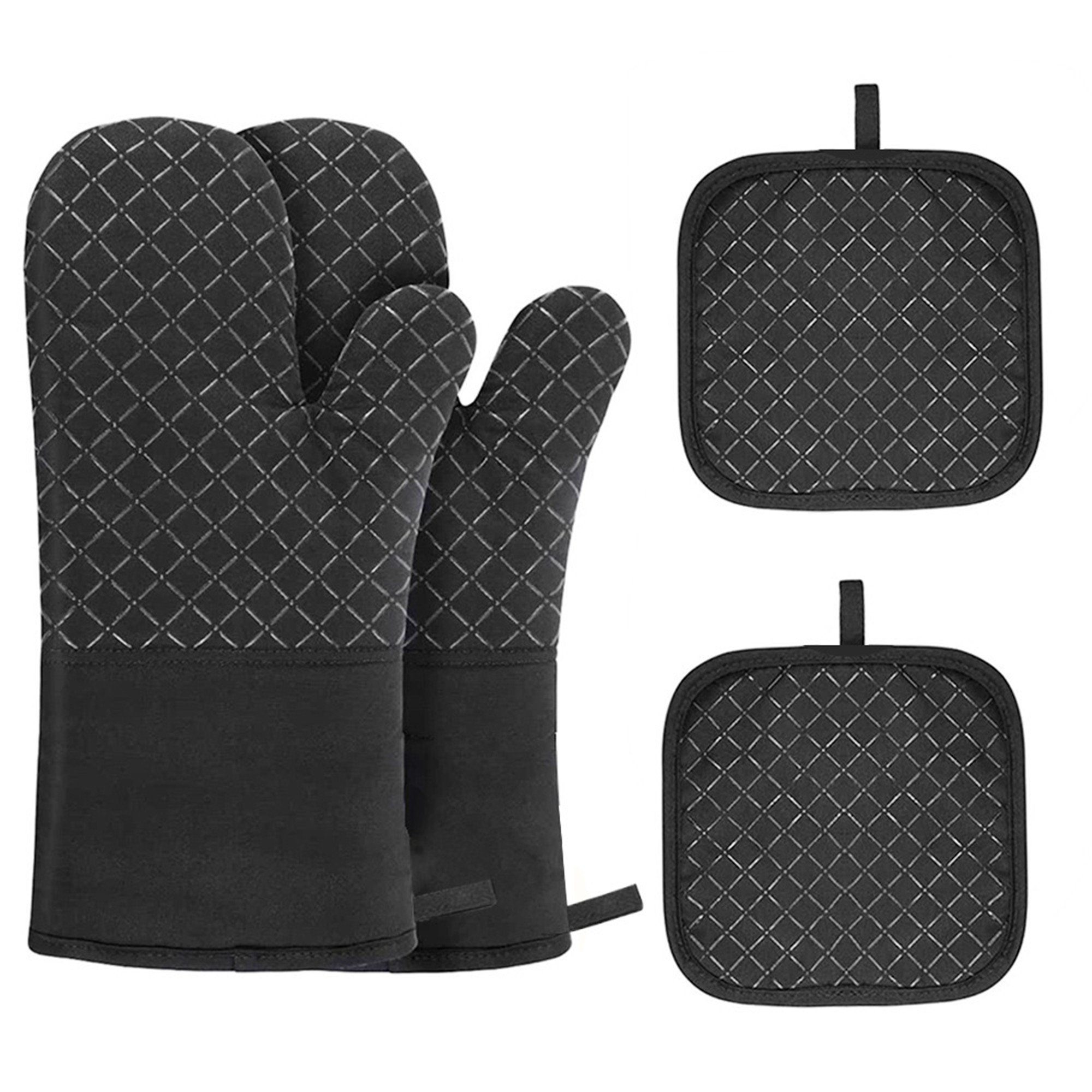 Tisoutec Topflappen Ofenhandschuhe Topflappen 4er Set, 360℃ Hitzebeständige Topfhandschuhe, Hitzebeständig,Gegen Verschmutzung