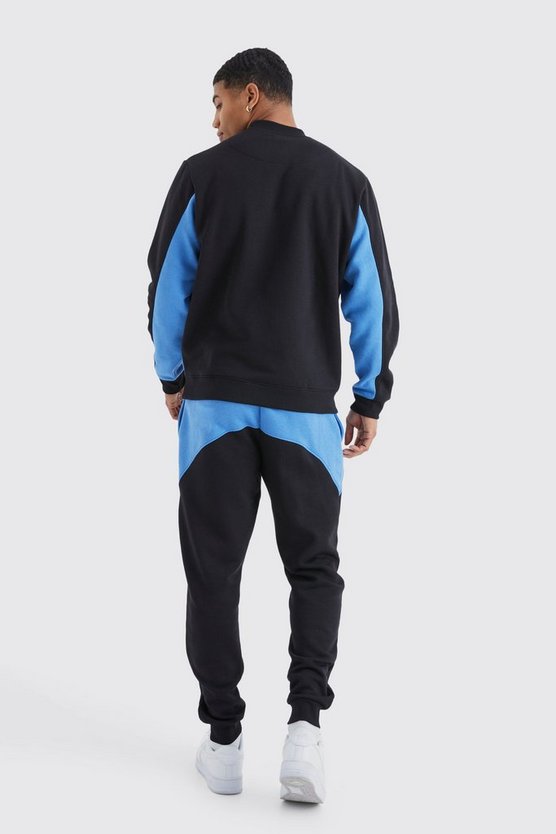 Colorblock Sweatshirt-Trainingsanzug mit Reißverschluss-Detail