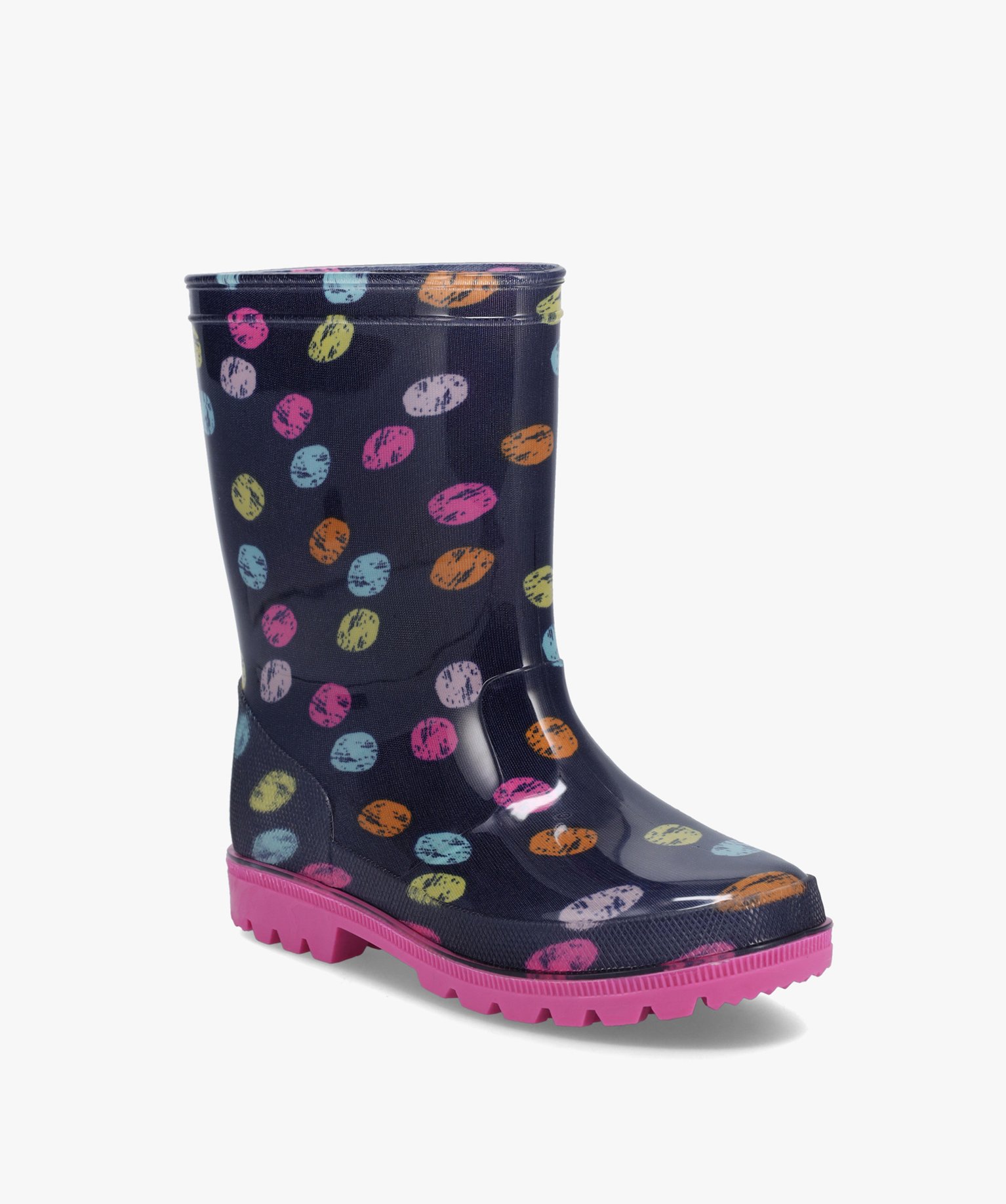 Bottes de pluie fille multicolores à pois marine | GEMO