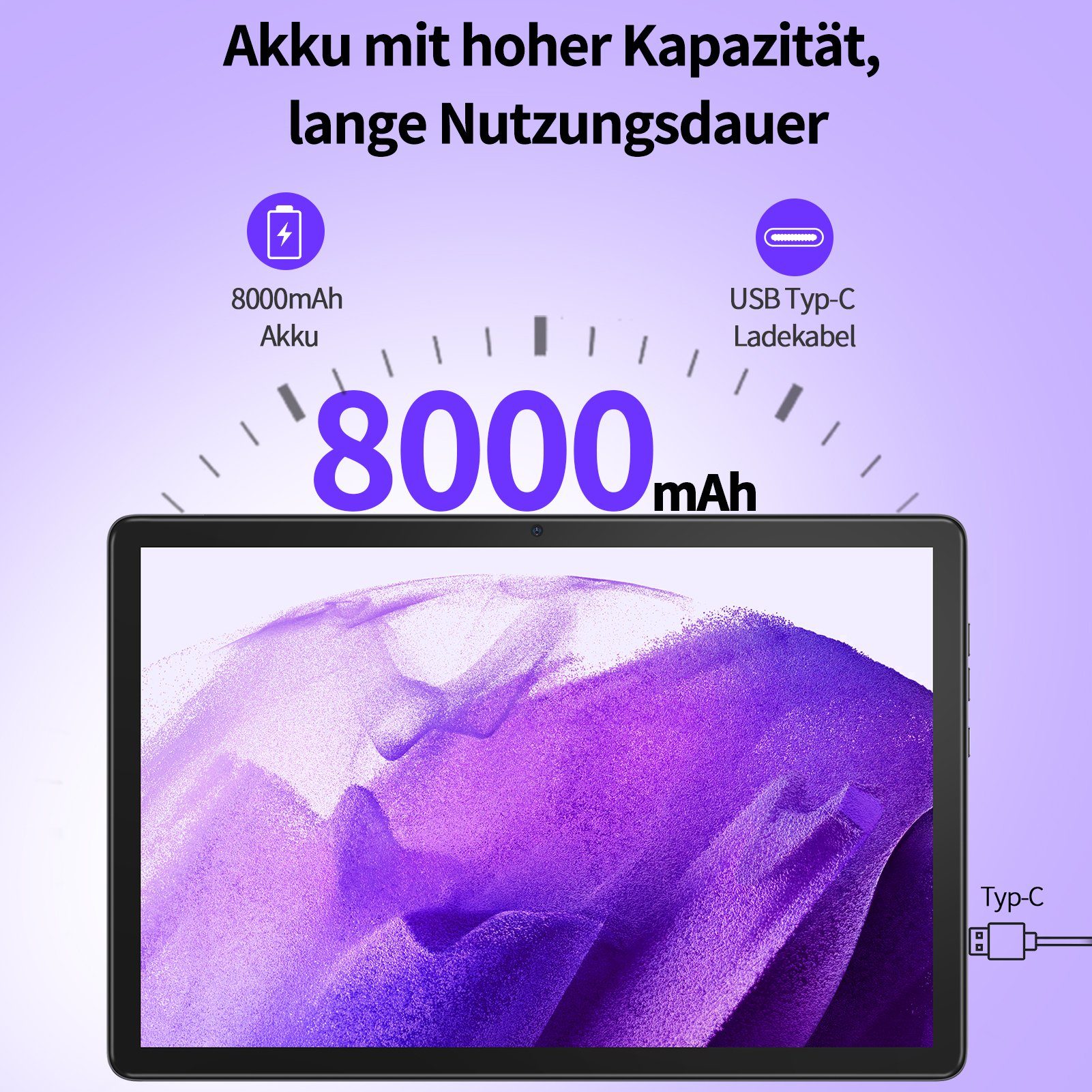 Ulife VASOUN M40, grau, 8000mAh Akku, 5MP+13MP, BT 5.0 Tablet (10