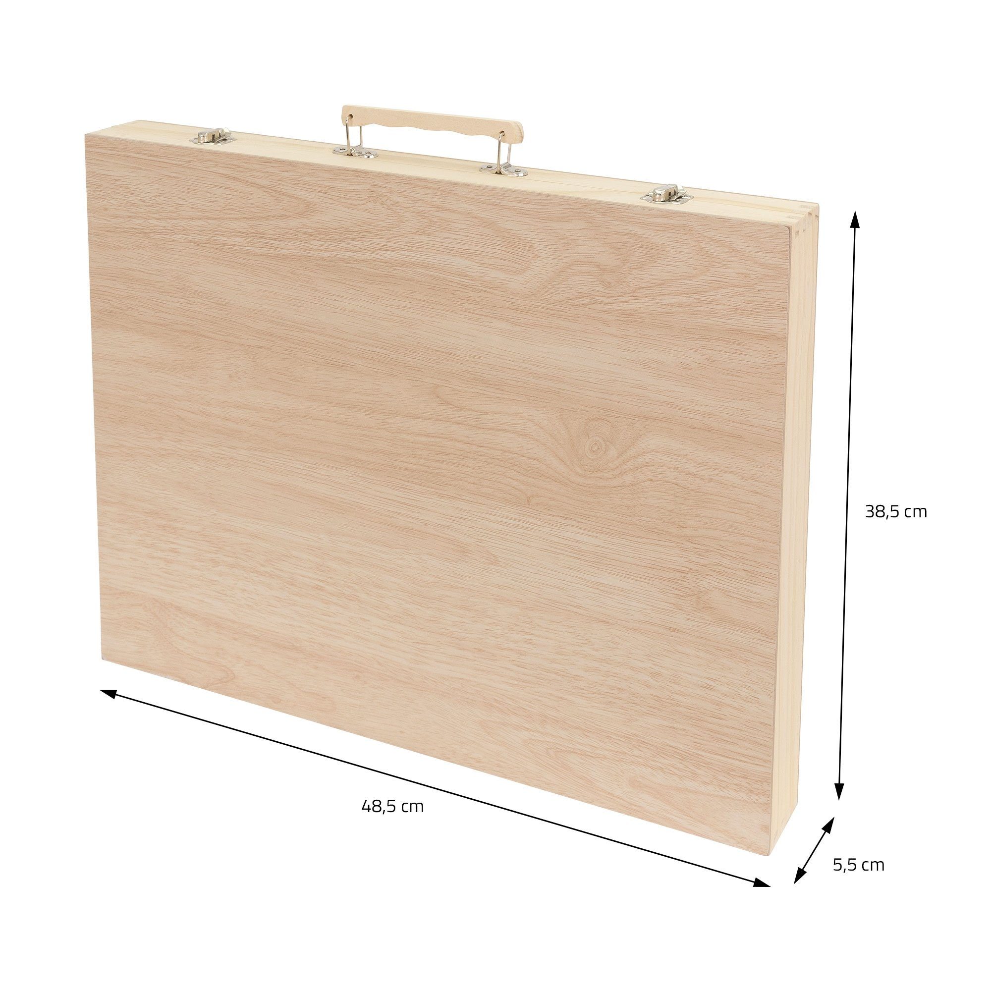 ECD Germany Malerset Malkoffer Künstler Set Zeichenset Pinselset, 220-Teilig Holzkoffer Filzstiften Wachsmalstiften Buntstiften