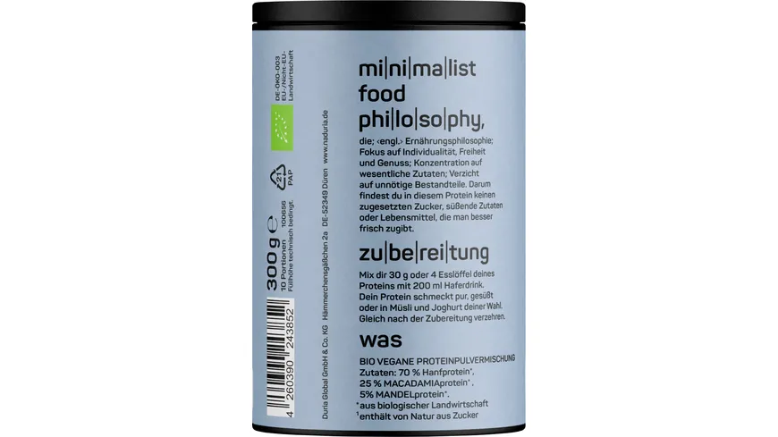 NADURIA Bio Protein Vegan Pur 300 g