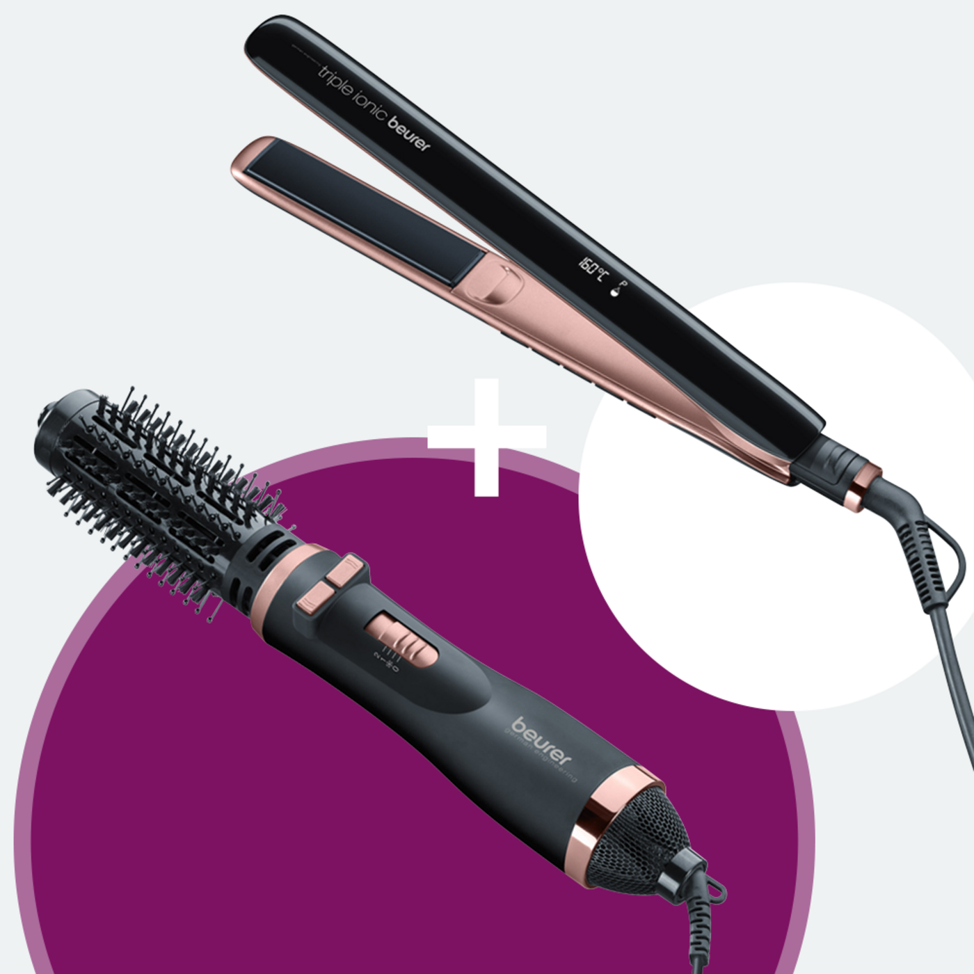 Beurer Haarglätter - HS 80 & Warmluftbürste HT 80-Haarstyling Set