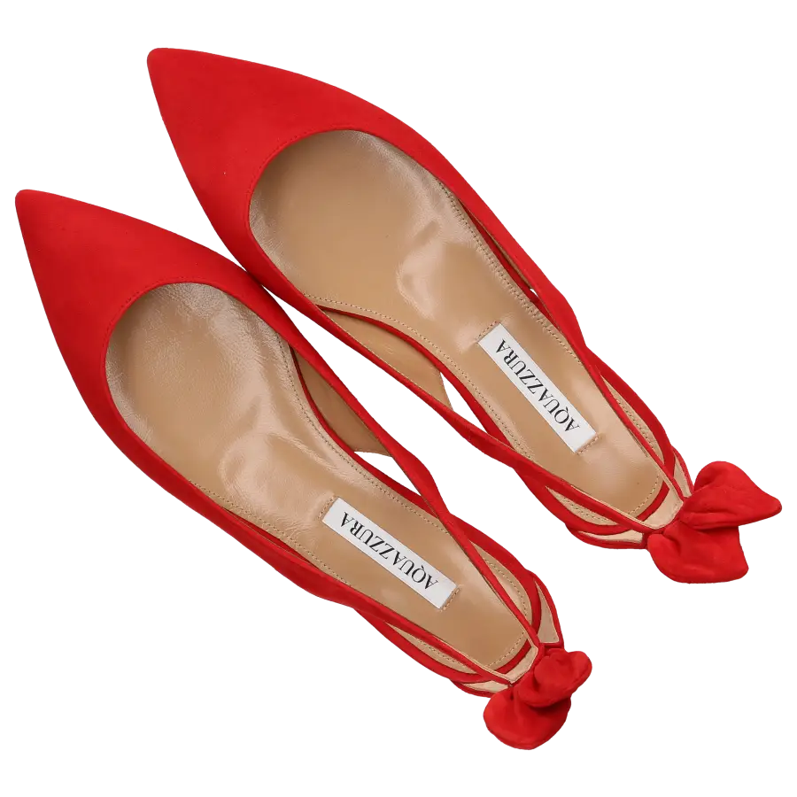 Aquazzura - Ballerinas BOW TIE Veloursleder - rot