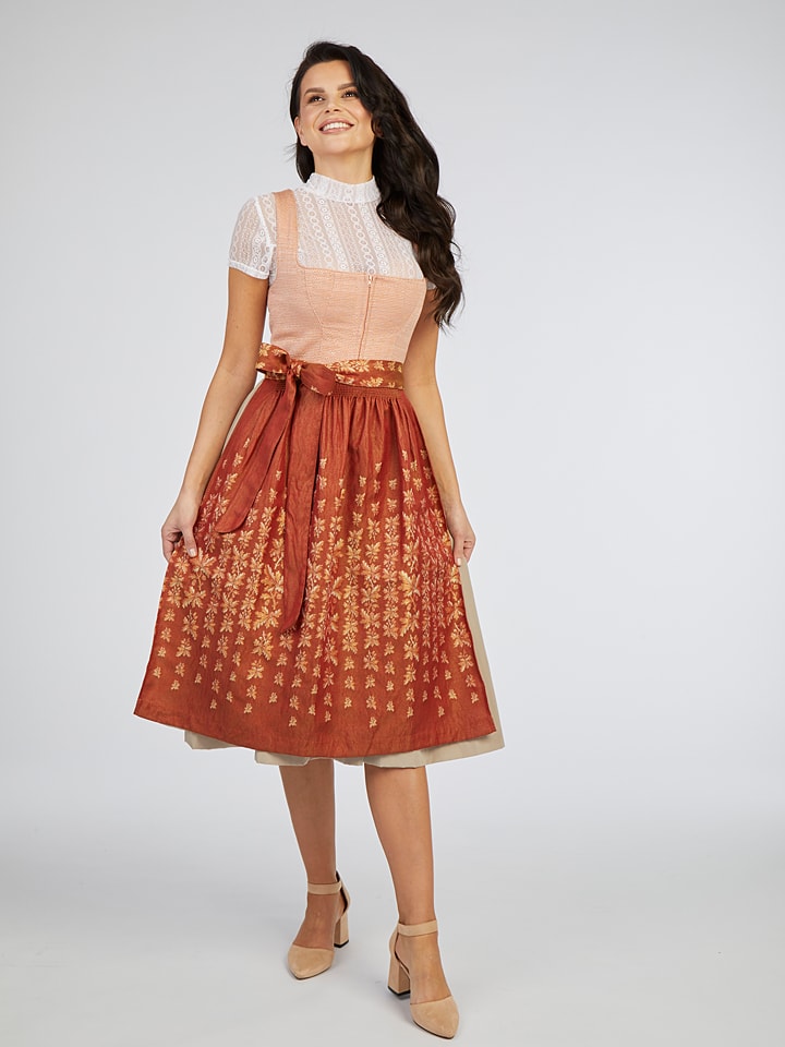 Turi Landhaus Dirndl in Apricot/ Beige/ Camel günstig kaufen