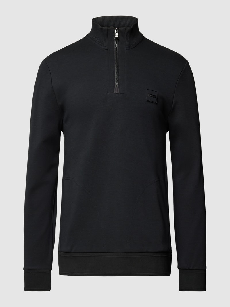 Sweatshirt mit Stehkragen Modell 'Sidney' in schwarz