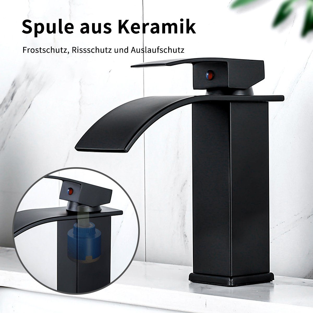 MULISOFT Waschtischarmatur Wasserhahn Bad, wenig Lärm Einhandmischer Wasserfall 304 Edelstahl Hochwertige Wasserhahn Bad Einhebelmischer