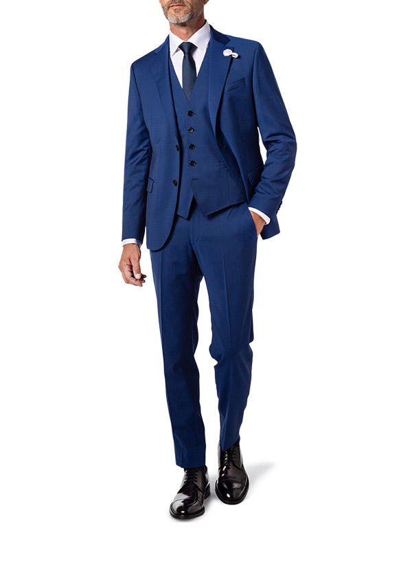 BALDESSARINI, Anzug mit Weste, Slim Fit, Schurwolle, indigo