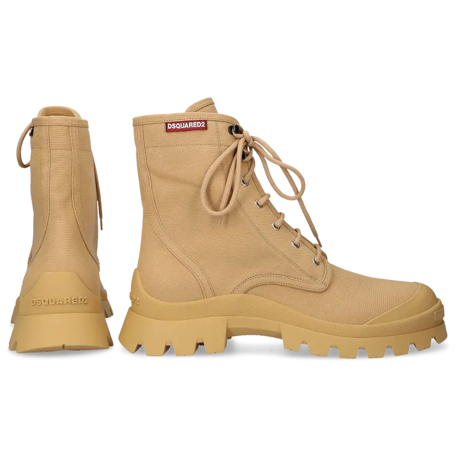 Dsquared2 - Schnürboots TANK COMBAT Canvas - beige