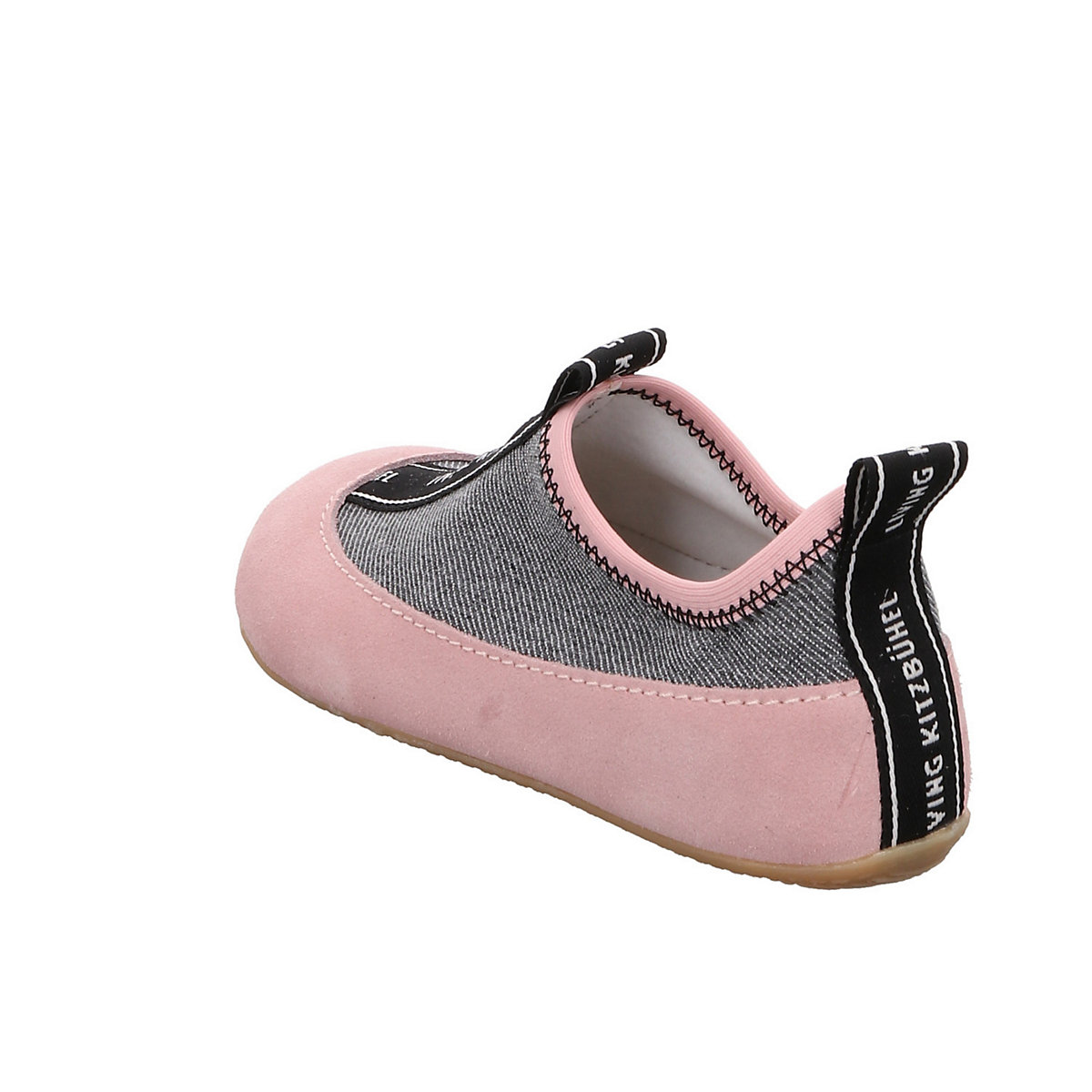 Mädchen Hausschuhe Hausschuh Kinderschuhe Logoschriftzug Leder-/Textilkombination gemustert Hausschuhe