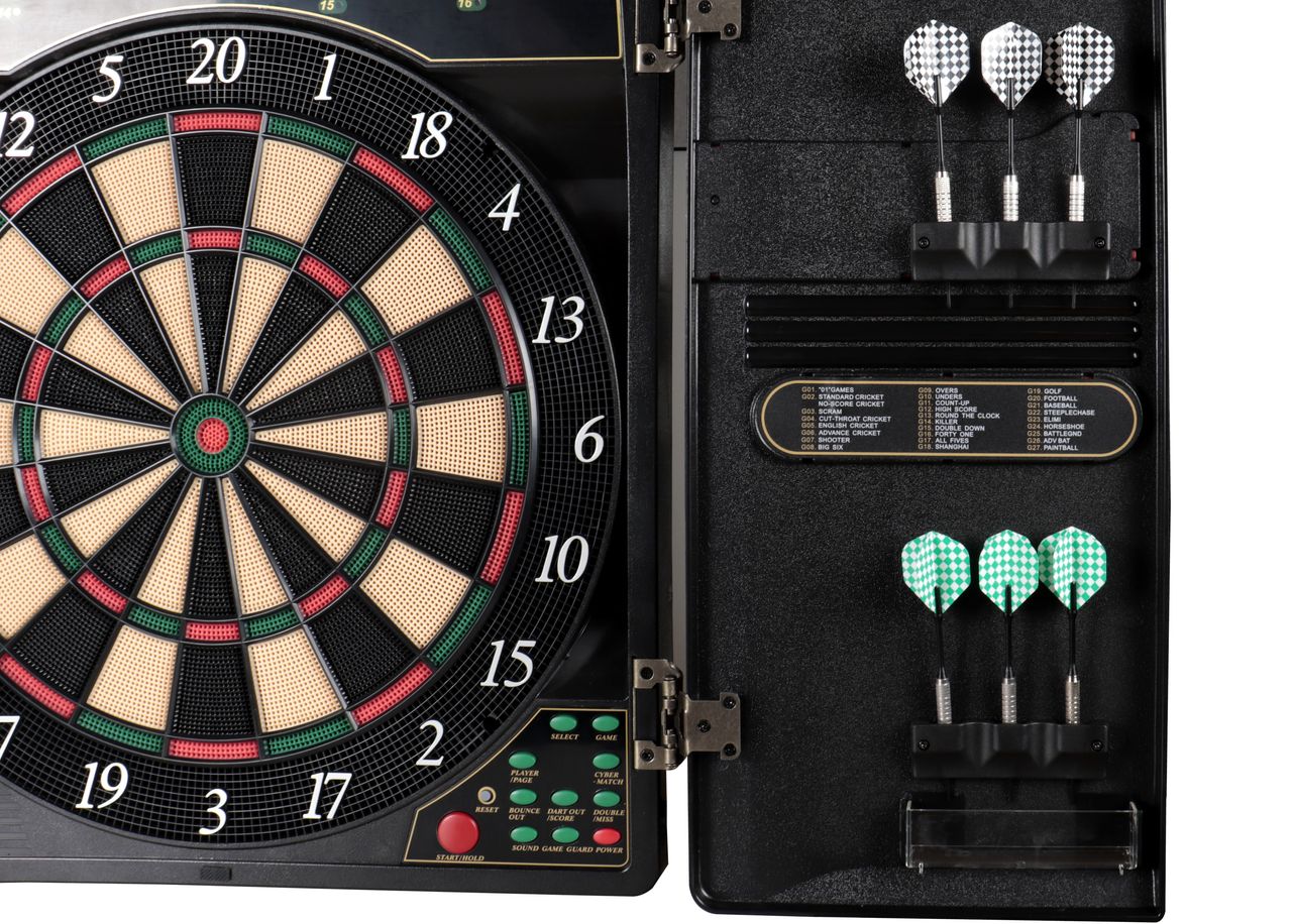L.A. Sports Elektronische Dartscheibe 1-16 Spieler für Soft-Dart-Pfeile Kabinett Dartschrank
