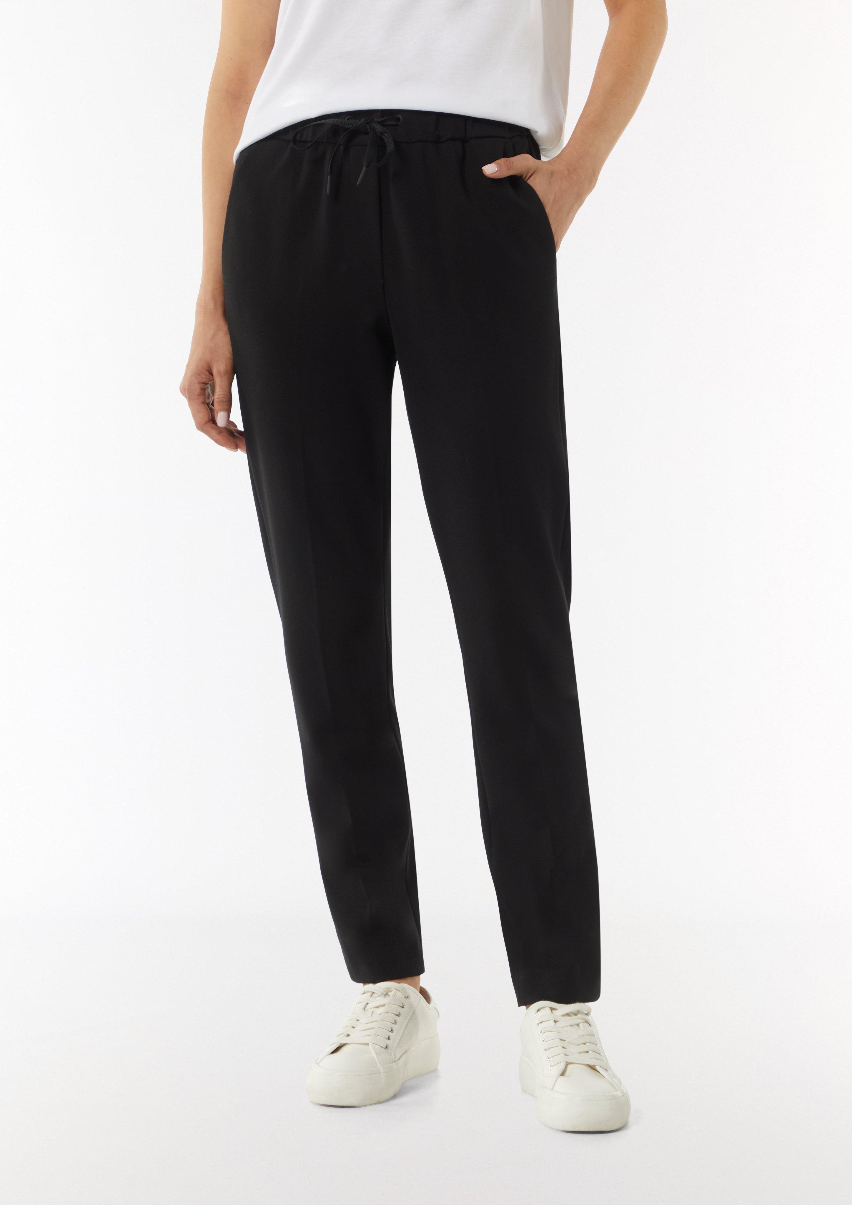 Jersey-Joggpants im Slim Fit mit Bügelfalte - schwarz