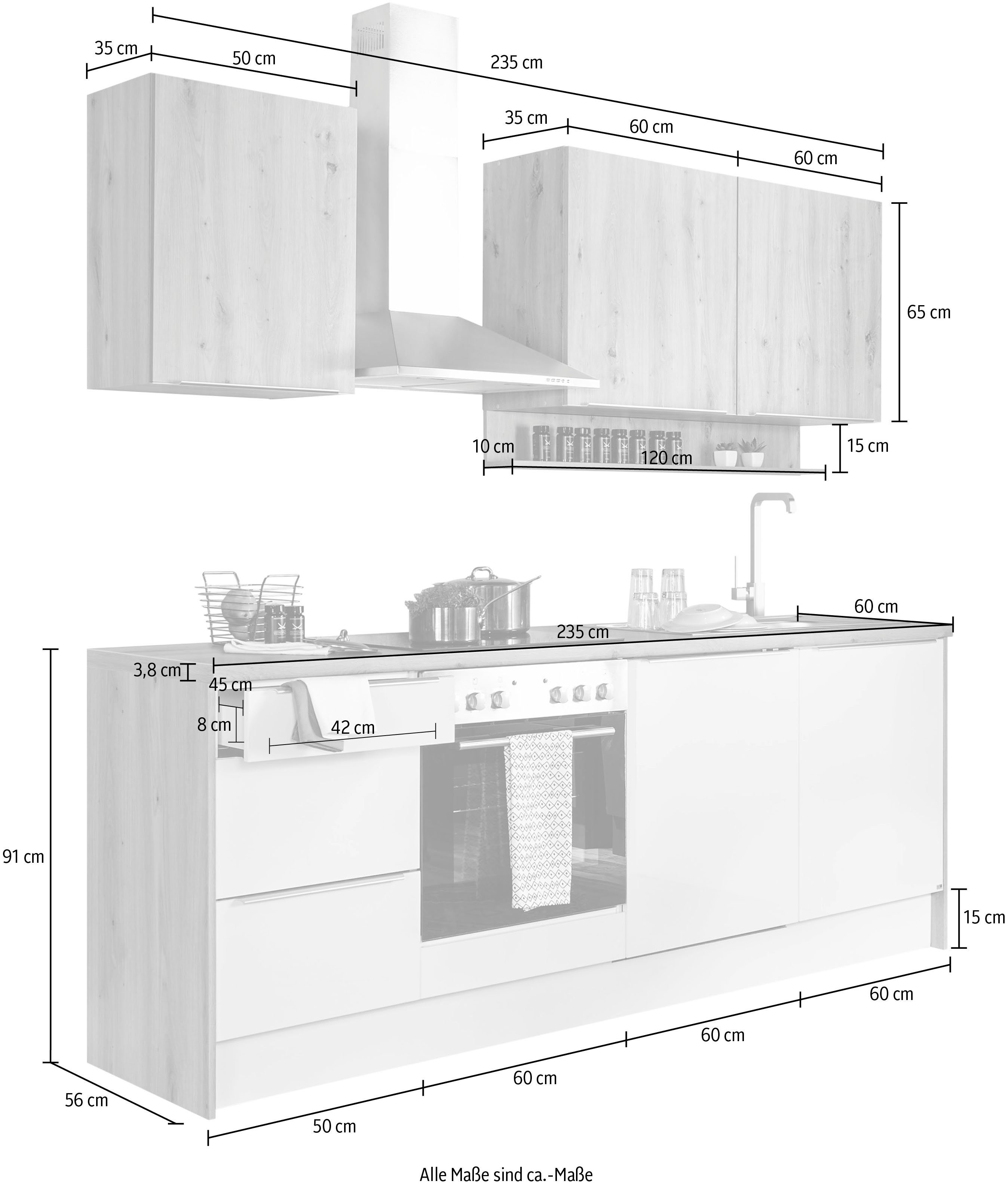 set one by Musterring Küchenzeile Nashville, ohne E-Geräte, Breite 235 cm