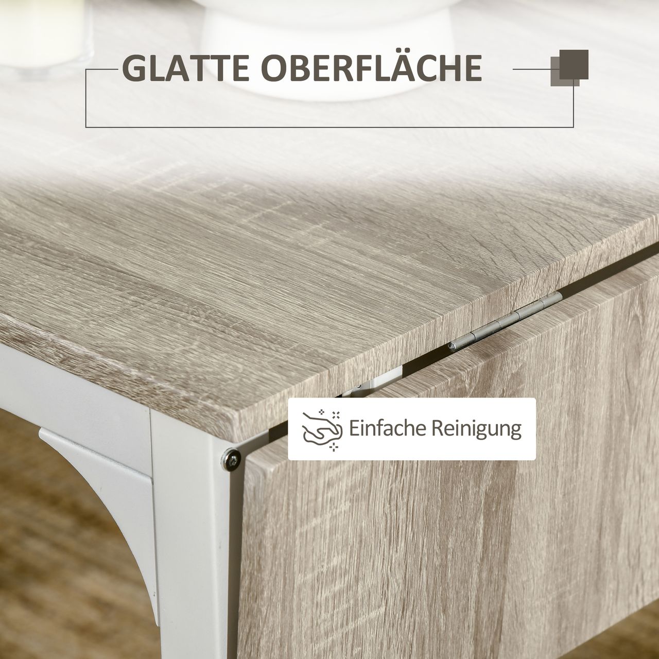 HOMCOM 3 TLG Esszimmergruppe Essgruppe mit 2 Stühlen und 1 Tisch Esstisch Set mit Klappbarer Tischplatte für Küche kleine Raume Stahl MDF Natur Weiß 110 x 70 x 75 cm
