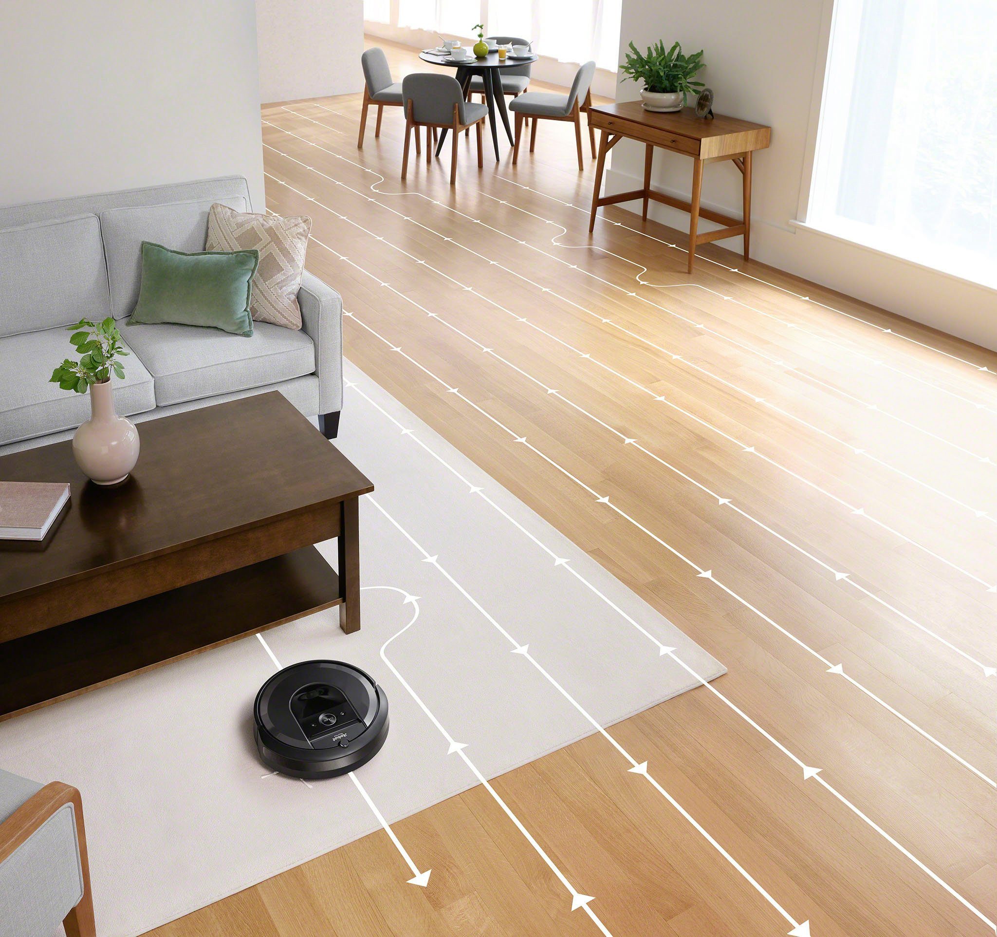 iRobot Saugroboter Roomba i7+ (i7558), mit Beutel, App-/Sprachsteuerung, Einzelraumkaritierung, Autom. Absaugstation