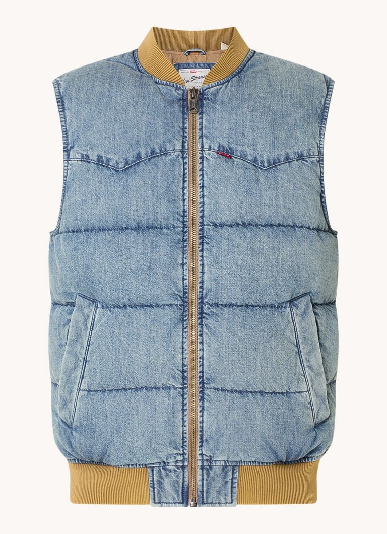 Vestă din denim fără mâneci, în stil western, de la Levi's, umplută cu puf.