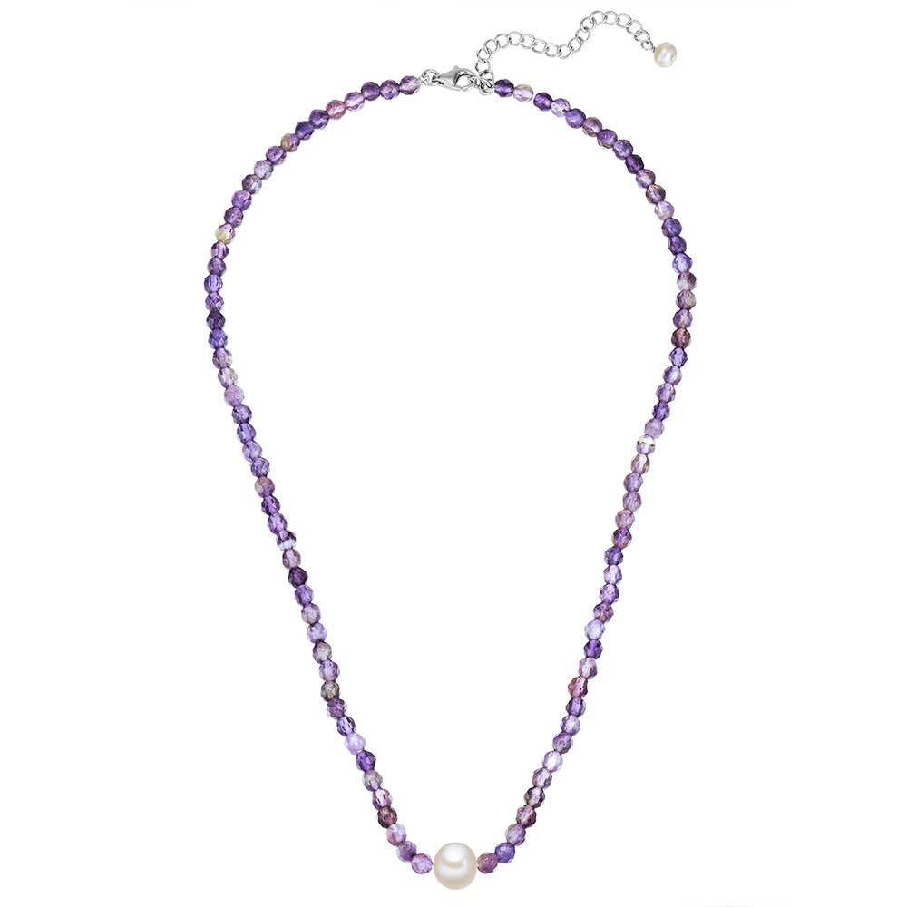 Valero Pearls Chaîne Argent sterling Améthyste Perle de culture d'eau douce en Argent collier