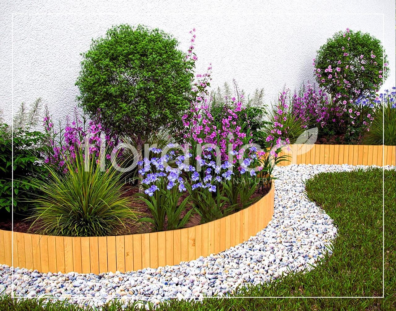 Pemicont Floranica Rollborder II Flexibler Holzzaun 203cm Höhe: 10cm Natur Imprägniert Kiefernholz Beeteinfassung Rasenkante Palisade Umzäunung für Obstgärten Beete Wege