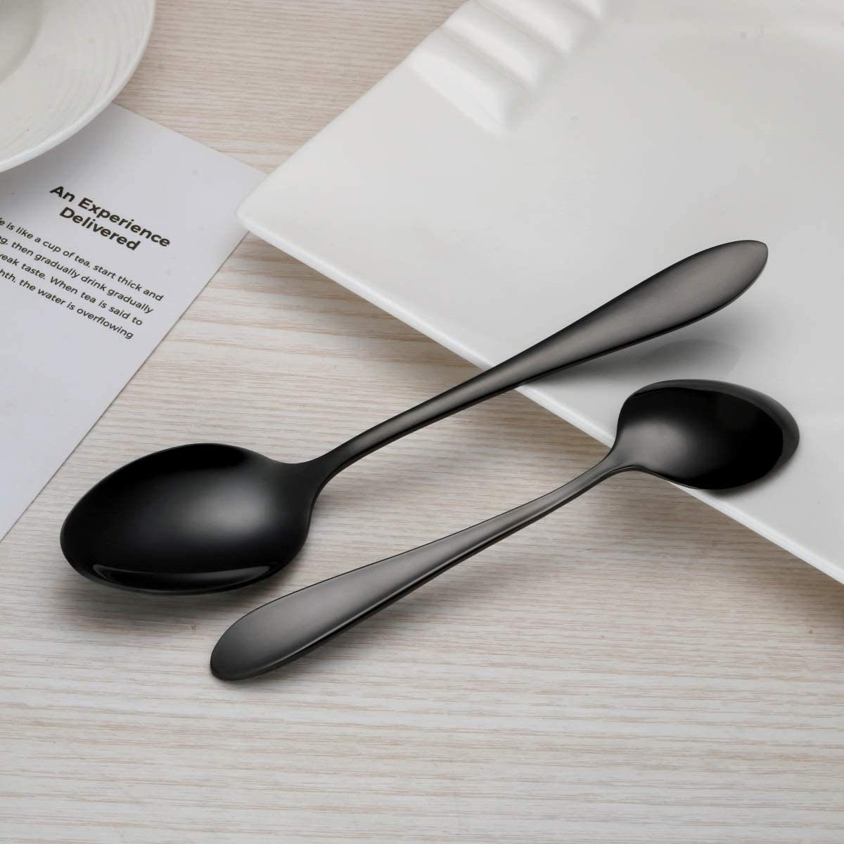 iceagle Besteck-Set 24 Stück Besteck Set, Schwarz Mattiert Essbesteck Set für 6 Personen