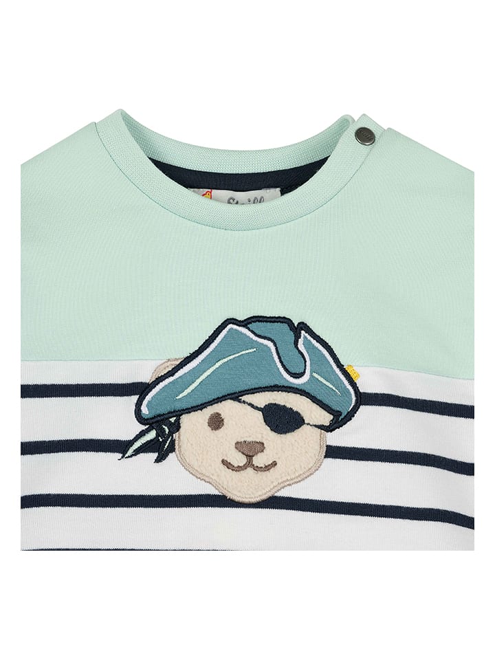 Steiff Sweatshirt in Mint/ Weiß/ Schwarz günstig kaufen