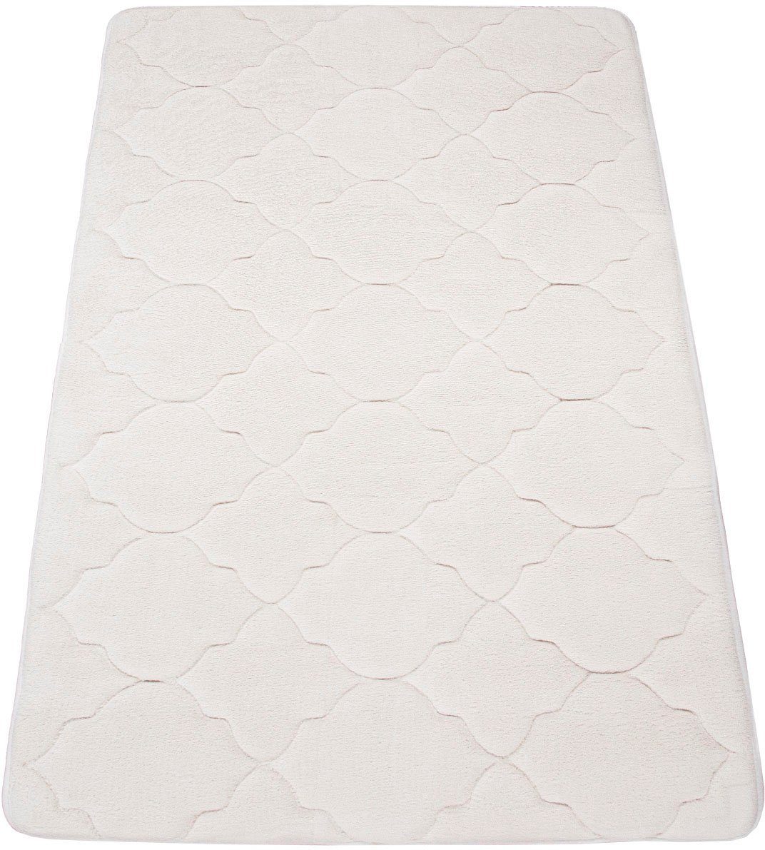 Badematte Corby 251 Paco Home, Höhe 13 mm, rutschhemmend beschichtet, fußbodenheizungsgeeignet, Polyester, rechteckig, Badteppich, Ornamente, Hoch-Tief Effekt, Memory-Foam Effekt
