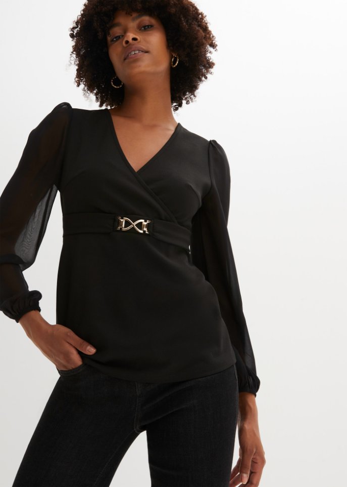 Langarmshirt, Chiffon-Ärmel
