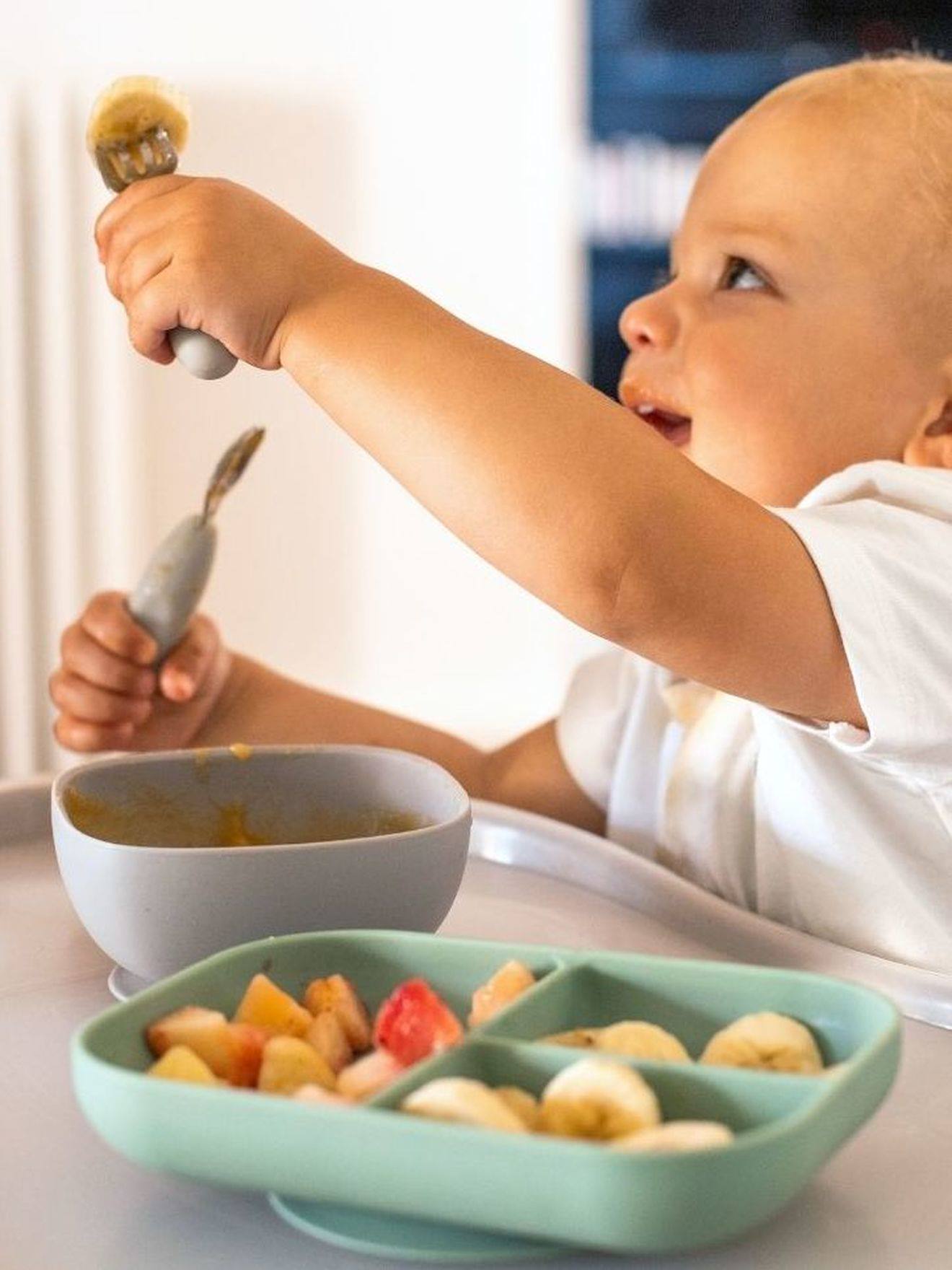 Beaba 2er-Set Baby Esslern-Besteck BEABA ab 10 Monaten - grau