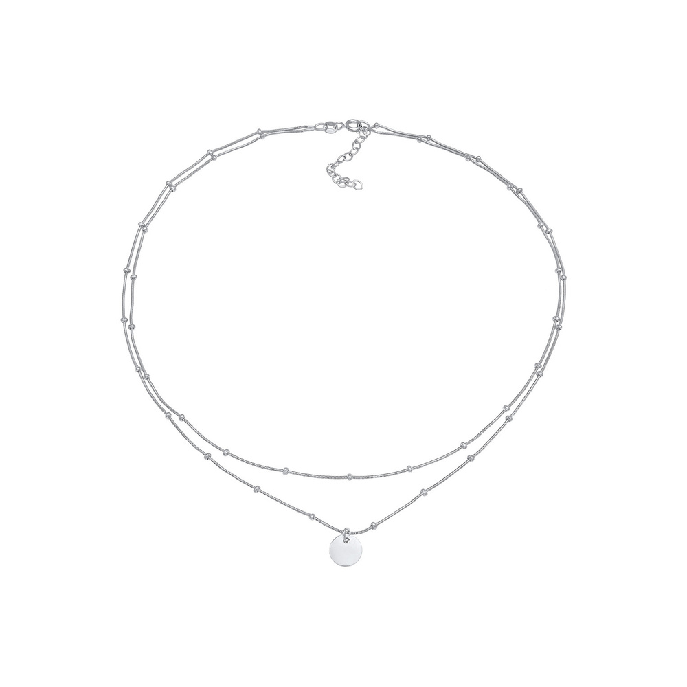 Elli Elli Collier Femmes Choker Boule Couches Plaquette Pendentif Basique en Argent St collier
