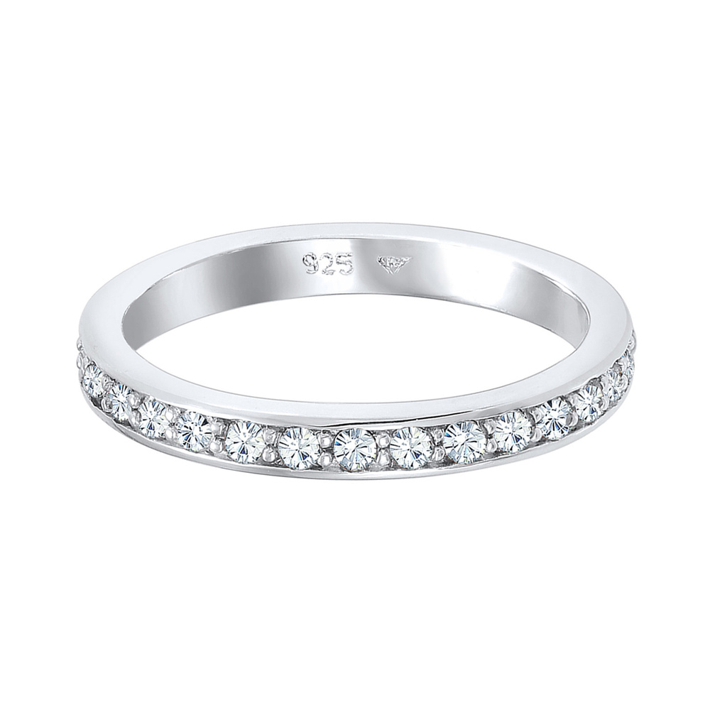 Elli Elli Bague Femmes bande Memoire avec cristaux en argent sterling 925 Bague