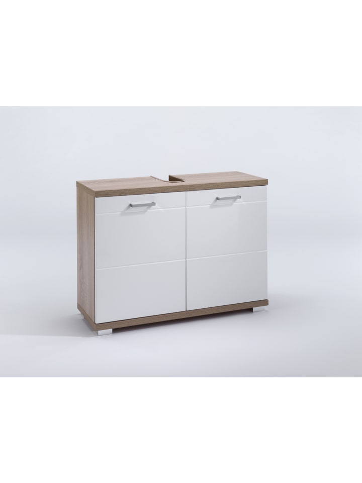 byLiving Waschbeckenunterschrank NEBRASKA in Sonoma Eiche / Weiß - (B) 80 x (H) 59 x (T) 31,5 cm günstig kaufen onesize