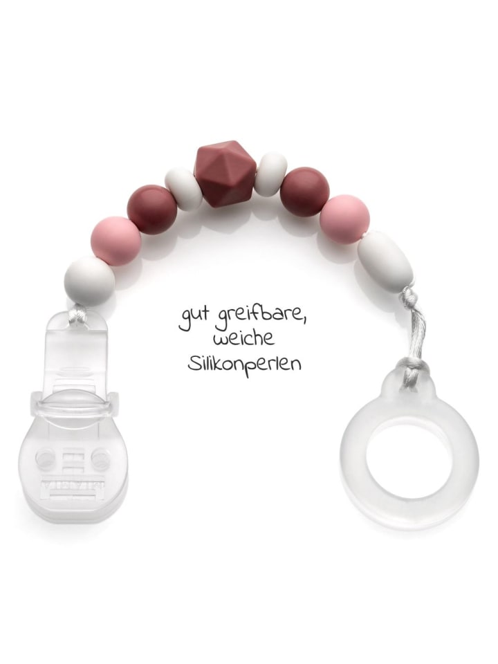 MiaMia Schnullerkette mit Silikon-Perlen & Gummiring inkl. in rosa,grau günstig kaufen onesize
