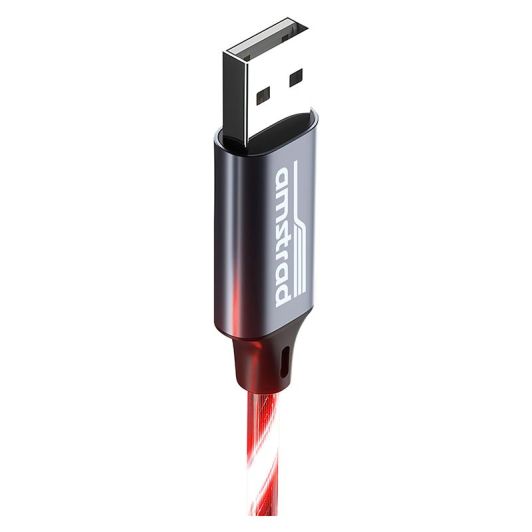 Καλώδιο AMSTRAD USB-A/USB-C LED rood