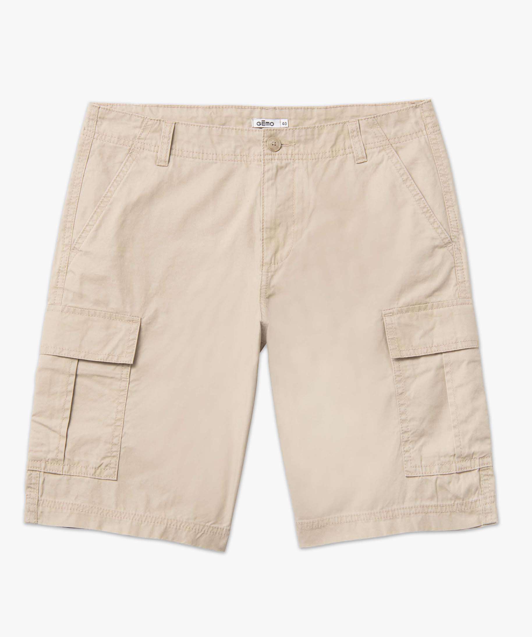 Bermuda homme cargo en toile délavée beige clair | GEMO