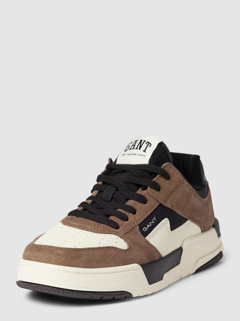 Sneaker mit Kontrastbesatz Modell 'Brookpal' in dunkelbraun