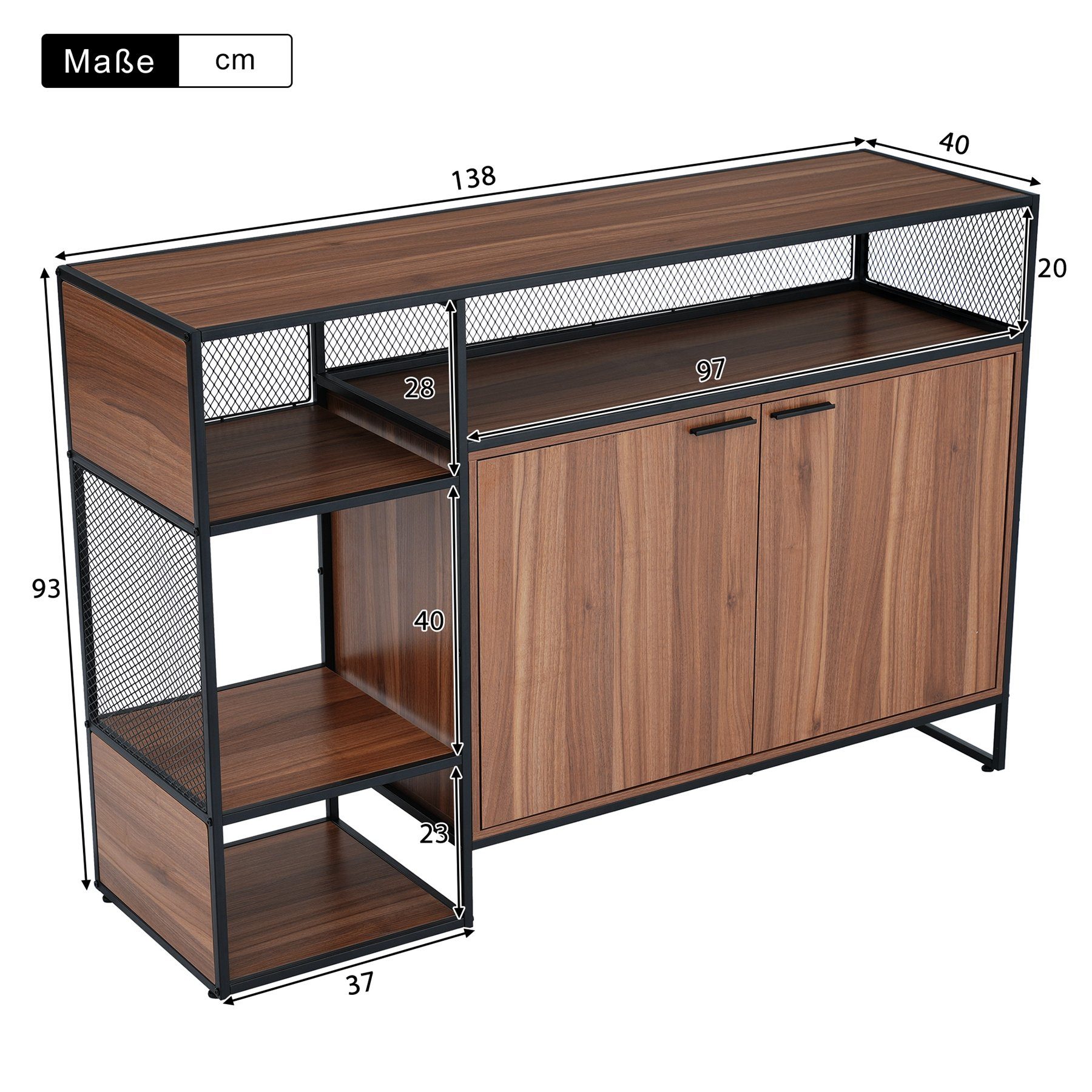 Celya Stehtisch Küchenschrank Kommode Sideboard Bartisch Esstisch,93cm